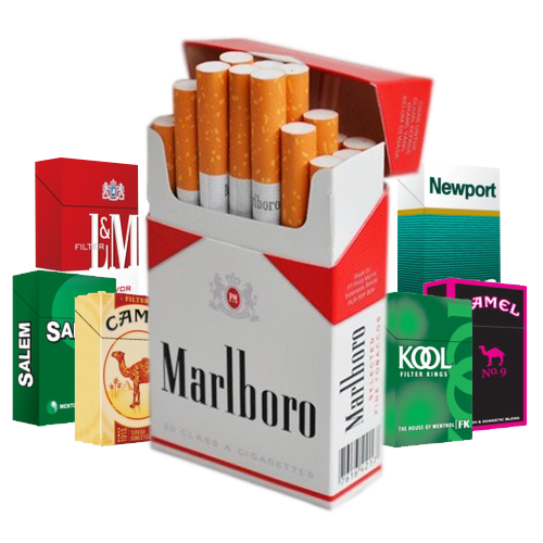 Different brands of cigarettes.